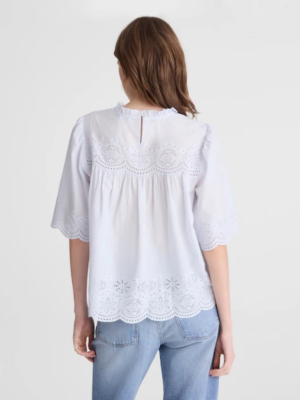 Madewell Embroidered Pintuck High-Neck Top - Picture 5 of 7